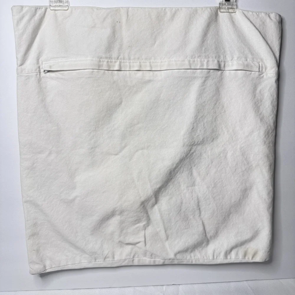 French Patisserie Pillow Cover 22 x 22  Inch Vintage Tan & Black  Cotton Linen
